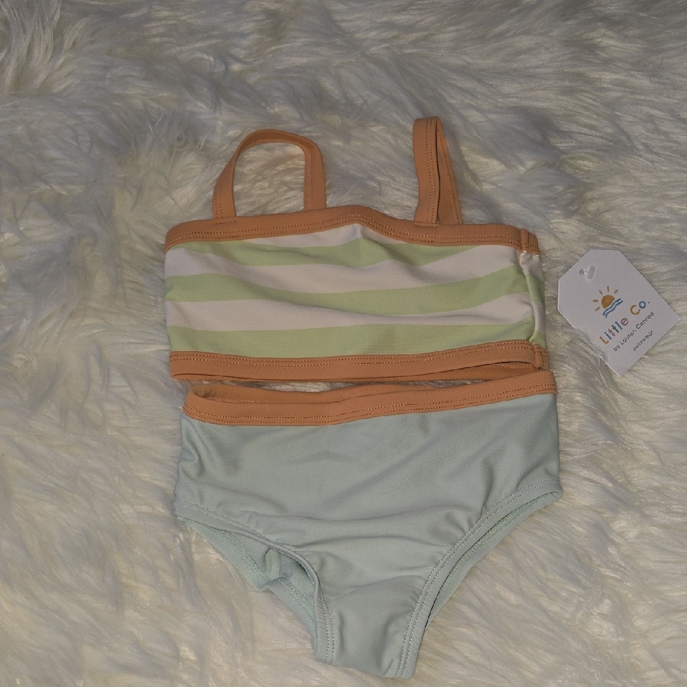 LC Lauren Conrad Girls Two-Piece Bikini in Peach, Mint & White